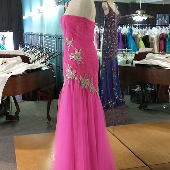 Sherri Hill Rhinestone Applique Slit Front Dress - Picture 4 of 13